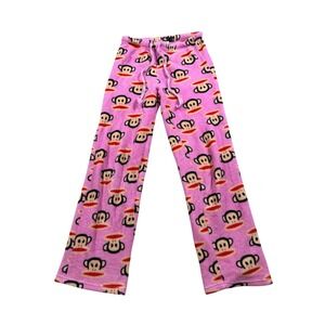 Paul Frank Pajama Pant Pink Julius Monkey Fleece Y2K Loungewear Sleepwear Medium